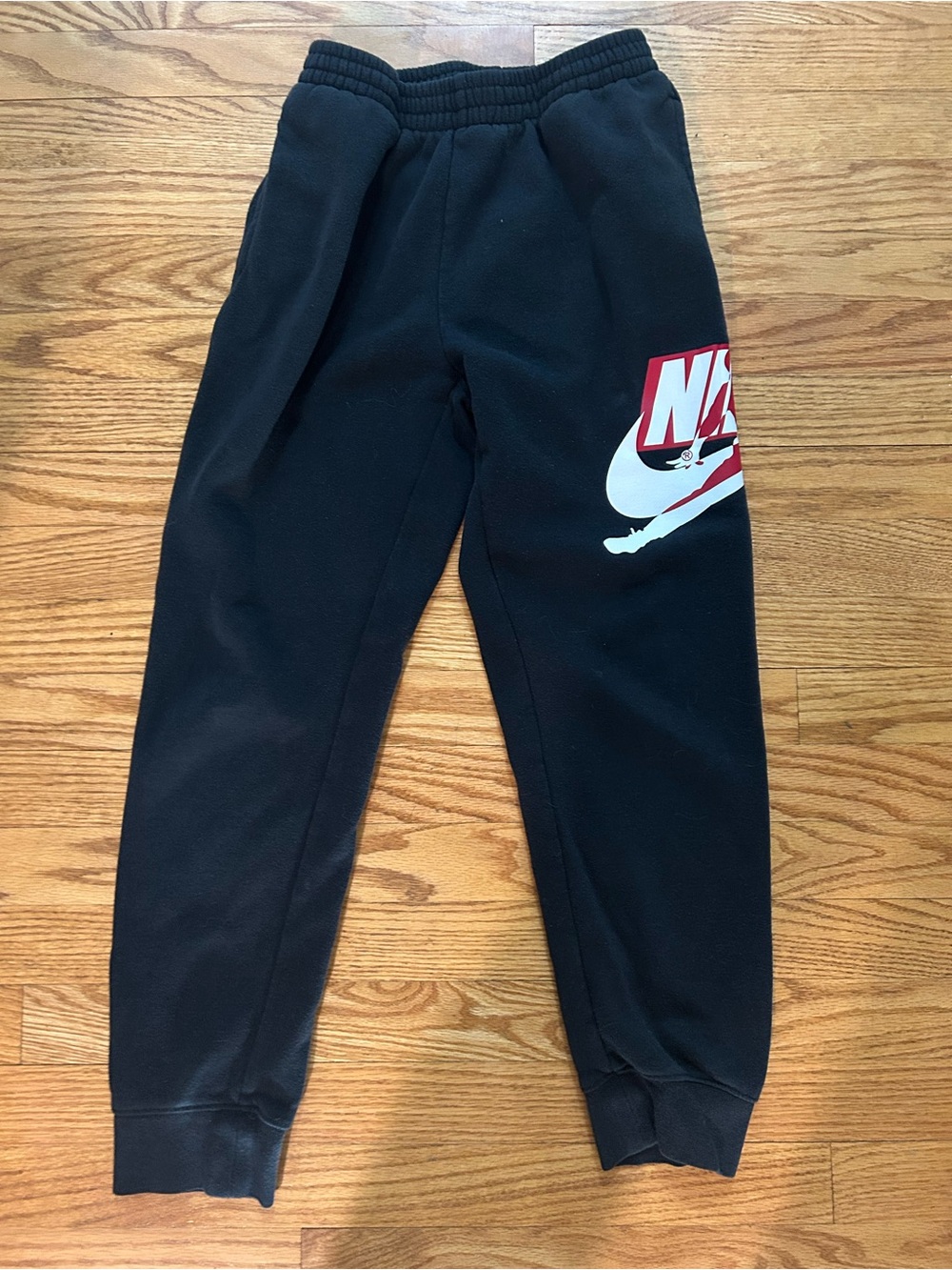 Jordan Kids' Black Sweatpants with White & Red Logo L